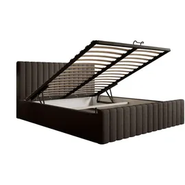 FEDVE Polsterbett Doppelbett Safi Modern Bett Bettkasten Schlafzimmer 180x200 cm Olivgrün (Abriamo 1 - Bouclé) - Grün