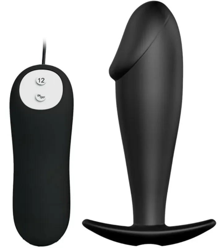 PRETTY LOVE - SILIKON ANAL PLUG PENIS FORM UND 12 VIBRATIONSMODI SCHWARZ