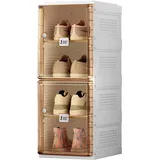 MAYIBOX Transparente schuhregal,schuhboxen stapelbar Braun, mit magnetischer Tür, für Stöckelschuhe, Stiefeletten, Pumps