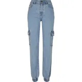 URBAN CLASSICS Damen Ladies Organic Stretch Denim Cargo Pants clearblue Bleached, 33