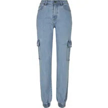 URBAN CLASSICS Damen Ladies Organic Stretch Denim Cargo Pants clearblue Bleached, 33