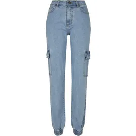 URBAN CLASSICS Damen Ladies Organic Stretch Denim Cargo Pants clearblue Bleached, 33