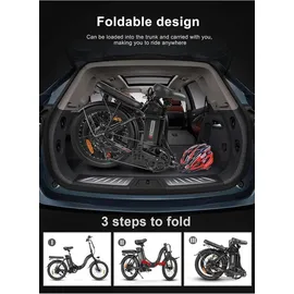 SMARTAI SAMEBIKE E Bike Elektrofahrrad 20" Fat Tire E-Fahrrad klapprad 36V/12Ah Akku,Off-Road Trekking Mountainbike City EBike Herren Damen(CY20) (White)