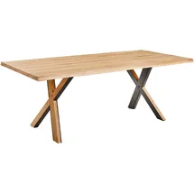 Linea Natura Esstisch Schwarz, Wildeiche, massiv rechteckig X-Form 100x76x200 cm gastro- und objekttauglich