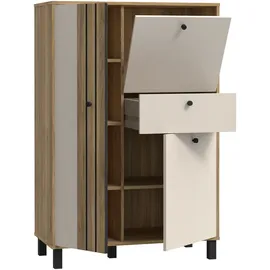 Forte Highboard FORTE "Killarney", beige (mauvella eiche, sand), B:88,1cm H:131,8cm T:42,0cm, Spanplatte, MDF, Metall, Dekorfolie, Sideboards, Highboard, Soft Close, Stauraum
