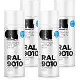 COSMOS LAC Sprühlack Sprühdose - 400ml - Sprühfarbe für den DIY-Bereich, geeignet für alle Oberflächen - Lackspray (4, RAL 9010 - reinweiß glänzend)