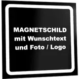 Kiwistar Magnetschild personalisiert - mit Wunschtext Foto und Logo bedruckt - Fahrzeugmagnet für Auto KFZ LKW Transporter Wohnmobil (schwarz, 30x30 cm)