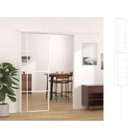 vidaXL Zimmertür Schiebetür ESG-Glas und Aluminium 76x205 cm Weiß weiß