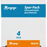 Kopp Spar-Pack: 4 Universalschalter (Aus- und Wechsel), silber,622620052