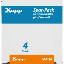Kopp Spar-Pack: 4 Universalschalter (Aus- und Wechsel), silber,622620052
