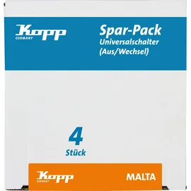 Kopp Spar-Pack: 4 Universalschalter (Aus- und Wechsel), silber,622620052
