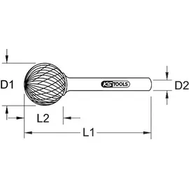 KS Tools HM Kugel-Frässtift Form D, 3mm