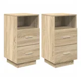 vidaXL Nachttische 2 Stk. mit 2 Schubladen Sonoma-Eiche 36x36x68 cm, vidaXL