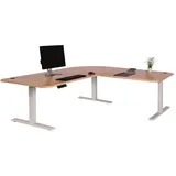 Mendler Eck-Schreibtisch HWC-D40, Computertisch elektrisch höhenverstellbar 178x178cm 84kg MVG - hellbraun, weiß