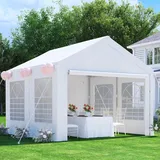Devoko Pavillon 3x4,Partyzelt 3x4 Wasserdicht Stabil,Pavillon mit 560g/m2 PE-Plane,Metall Gestell Gartenzelt,UV-Schutz 50+Große Luxus Hochzeitszelt Festzelt,Zelt Weiß