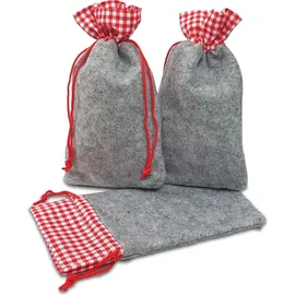 Frau WUNDERVoll® Frau WunderVoll Adventskalender 12 Filz-Säckchen rot/grau 20 x 12 cm