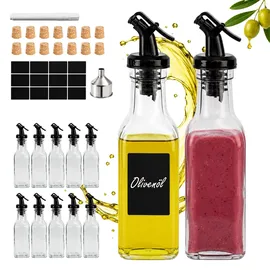 Relaxdays Öl Flasche mit Ausgießer 12er Set 150 ml Schwarz/Transparent