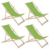 Liegestuhl Strandliege Gartenliege Sonnenliege 4er Set Grün Buchenholz
