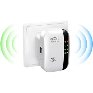 WLAN Verstärker, WLAN Repeater mit 300 Mbps, 2,4GHz WiFi Repeater mit LAN Anschluss, WiFi Extender Booster mit Router/Access Point Modus, Internet Verstärker bis zu 5000 sq.ft und Allen W LAN Geräten