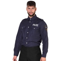 Boland - Polizei-Shirt, für Herren, Polizist, Langarm Hemd mit Stickereien, Officer, Kommissar, Uniform, Kostüm, Karneval, Mottoparty