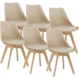 [en.casa] Esszimmerstuhl Fläten Kunstleder beige 6er Set