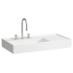 LAUFEN Kartell Waschtisch 8103380001581, 90x46cm, weiß, Ablage rechts, 3 Hahnlöcher, Saphirkeramik
