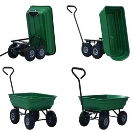 vidaXL Garten-Kippwagen 300 kg 75 L grün