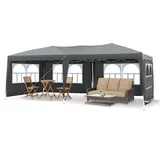 LEMROE Outdoor Gazebo Pavillon 3x6 Faltpavillon, Wasserdicht Stabil mit 6 Seitenteilen, Gartenlauben Partyzelt mit UV-Schutz, Gartenpavillon für Hochzeiten Pavillon für Garten, Festival (grau)