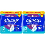Always Ultra Binden Damen Gr. 2, Long, 96 Damenbinden mit Flügeln (3 x 32 Stück) Multipack, ultradünn und super absorbierend (Packung mit 2)