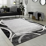 Paco Home Wohnzimmer Teppich Designer Bordüre Meliert Grau Schwarz Creme Preishammer, Grösse:120x170 cm