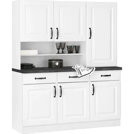 WIHO KÜCHEN Küchenbuffet Erla 150 x 50 x 181 cm Schwarz Weiß