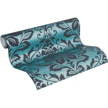 A.S. Creations A.S. Création BEAUTIFUL WALLS Barocktapete Tapete mit Ornamenten neo barock rokoko glamourös Vliestapete blau grau matt glänzend strukturiert 369105