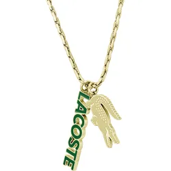 Kette mit Anhänger LACOSTE "UMPIRE, 2040487, 2040488", gold (gelbgoldfarben, grün), Halsketten, Damen, Edelstahl, L: 51cm B: 4mm, mit Emaille, B:4mm