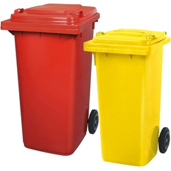 BRB Set mit 1x DIN Mülltonne 120 Liter gelb und 1x DIN Mülltonne 240 Liter rot