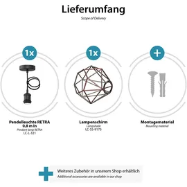 ledscom.de RETRA 1-flg. E27 30 cm Käfig-Schirm schwarz, bronze