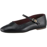 Tommy Hilfiger Ballerina »MARYJANE BALLERINA LEATHER«, Riemchenballerina, Businessschuh, Halbschuh mit Ristriemchen, Gr. 39, schwarz, , 75075369-39