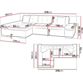 Mirjan24 Eckcouch 2-Sitzer Uttario Velvet L-Form Grün