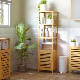 Homcom Badschrank 36 x 33 x 140 cm Natur Bambus