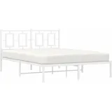 vidaXL Bettgestell Kopfteil Metall Weiß 140x200 cm)