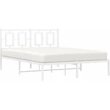 vidaXL Bettgestell Kopfteil Metall Weiß 140x200 cm)