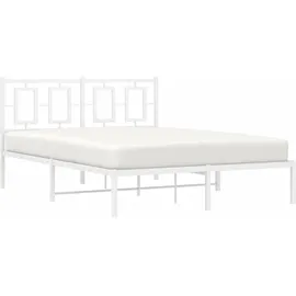 vidaXL Bettgestell Kopfteil Metall Weiß 140x200 cm)