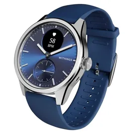 Withings ScanWatch 2 42 mm silber, Silikonarmband blau