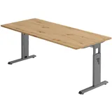 Hammerbacher OS 19 höhenverstellbarer Schreibtisch asteiche rechteckig, C-Fuß-Gestell grau 180,0 x 80,0 cm