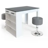 Vicco Repose, Stehtisch Loungetisch Tresentisch Tisch Küchentisch Regal mit 2 Hockern