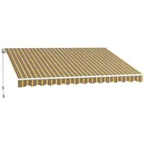Outsunny Markise Gelenkarmmarkise mit Handkurbel 3,5 x 2,5 m Gelb Grau Alu Polyester