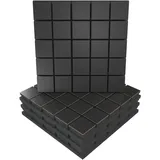 Akustikplatte, Motiv: Grid, 4 Stück, Schallabsorption, 50 x 50 x 5 cm, Absorption, Diffusion, Reflexion, Schalldämmung, Isolierung, Holz, perforiert, laminiert: Grid, schwarz