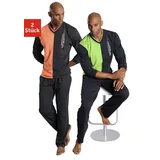 LE JOGGER le jogger® Pyjama, (Packung, 4 tlg., 2 Stück), in langer Form le jogger® grün, orange