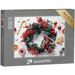 puzzleYOU Puzzle Puzzle 1000 Teile XXL „Weihnachten: Weihnachtsbaumschmuck und Lebkuche, 1000 Puzzleteile, puzzleYOU-Kollektionen Weihnachten