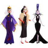 Mattel DISNEY Villains Böse Königin, Cruella de Vil & Yzma Legendäre Schurkinnen Set mit detailreiche Outfits & Accessoires, für Sammler & Kinder, ab 3 HRF56
