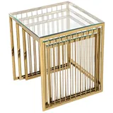 JV Möbel Eleganter Beistelltisch aus Edelstahl in Gold mit transparentem Design